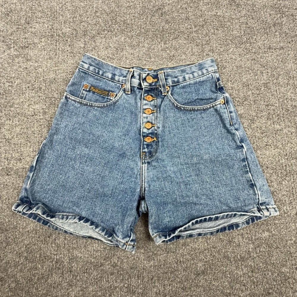 Vintage Pepe Jeans Shorts Womens 28 Blue Denim Mom High Rise Button Fly 90s USA